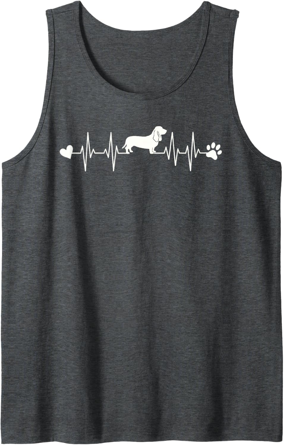 Basset Hound Dog Lover Heartbeat EKG Pet Dog Mom Dad Sleeveless Tank Top - Dark Heather Grey