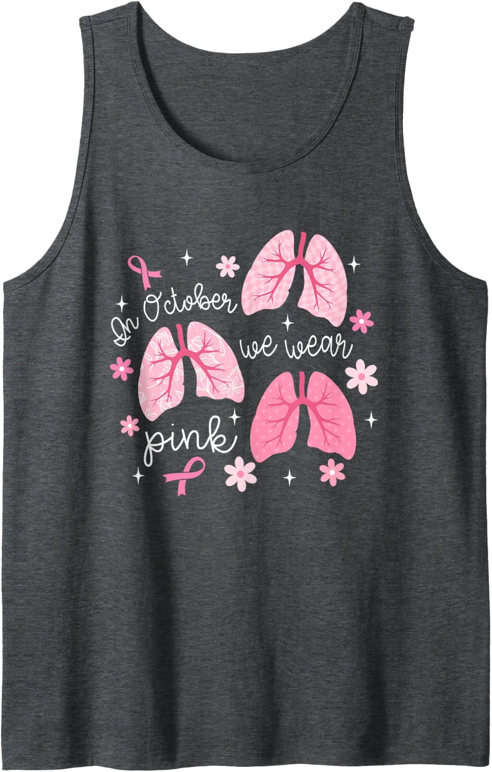 Breast Cancer Sleeveless Tank Top - Dark Heather Grey
