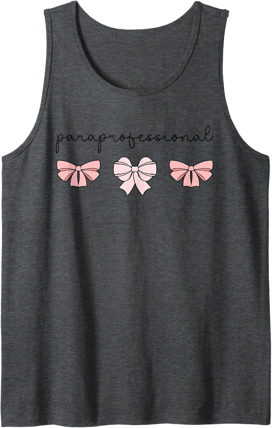 Paraprofessional Pinks Bows Coquette Sleeveless Tank Top - Dark Heather Grey