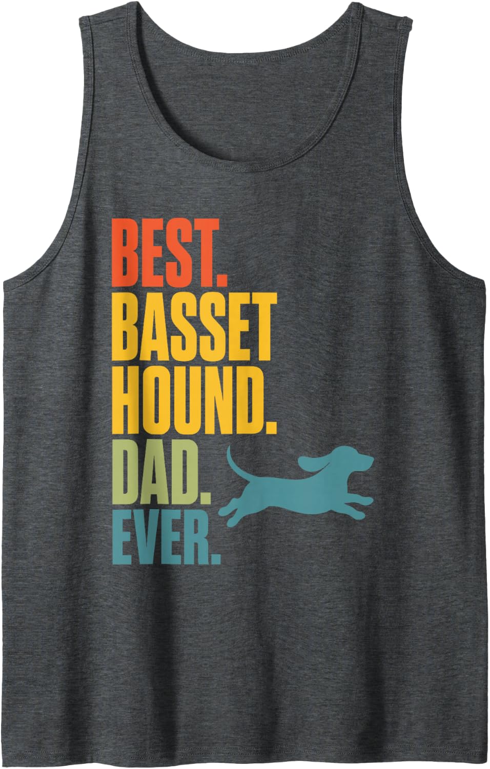 Basset Hound Dad Art for Men Boys Dog Owner Basset Hound Dad Sleeveless Tank Top - Dark Heather Grey
