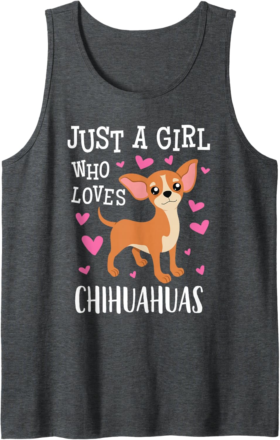 Chihuahua Gift for Girls and Women Sleeveless Tank Top - Dark Heather Grey