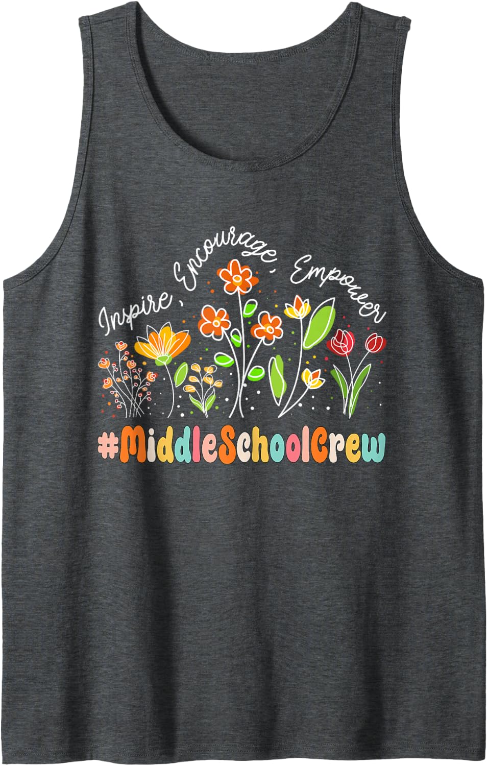 Middle School Crew Appreciation Week Teacher Back to School Sleeveless Tank Top - Dark Heather Grey
