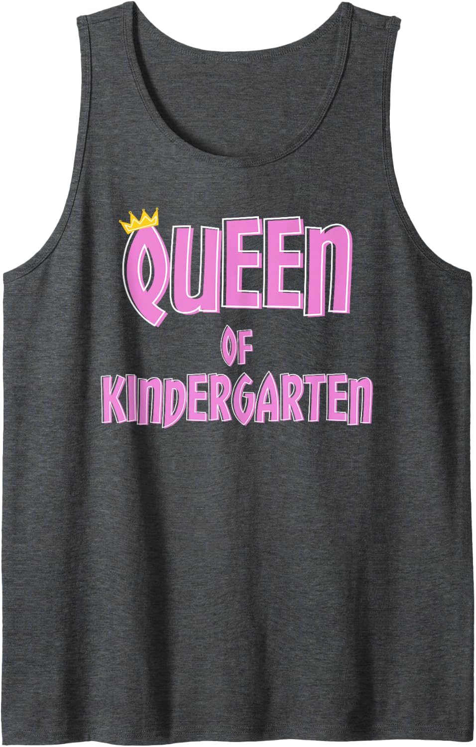 Queen of Kindergarten for School Days Crew Girl Teacher Sleeveless Tank Top - Dark Heather Grey