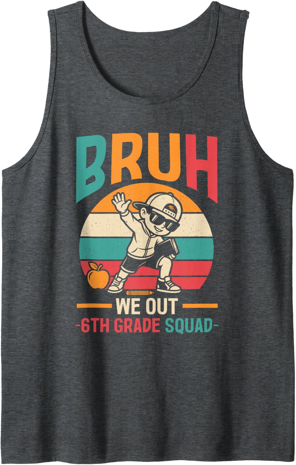 6th Grade Squad Graduation End of School Sleeveless Tank Top - Dark Heather Grey
