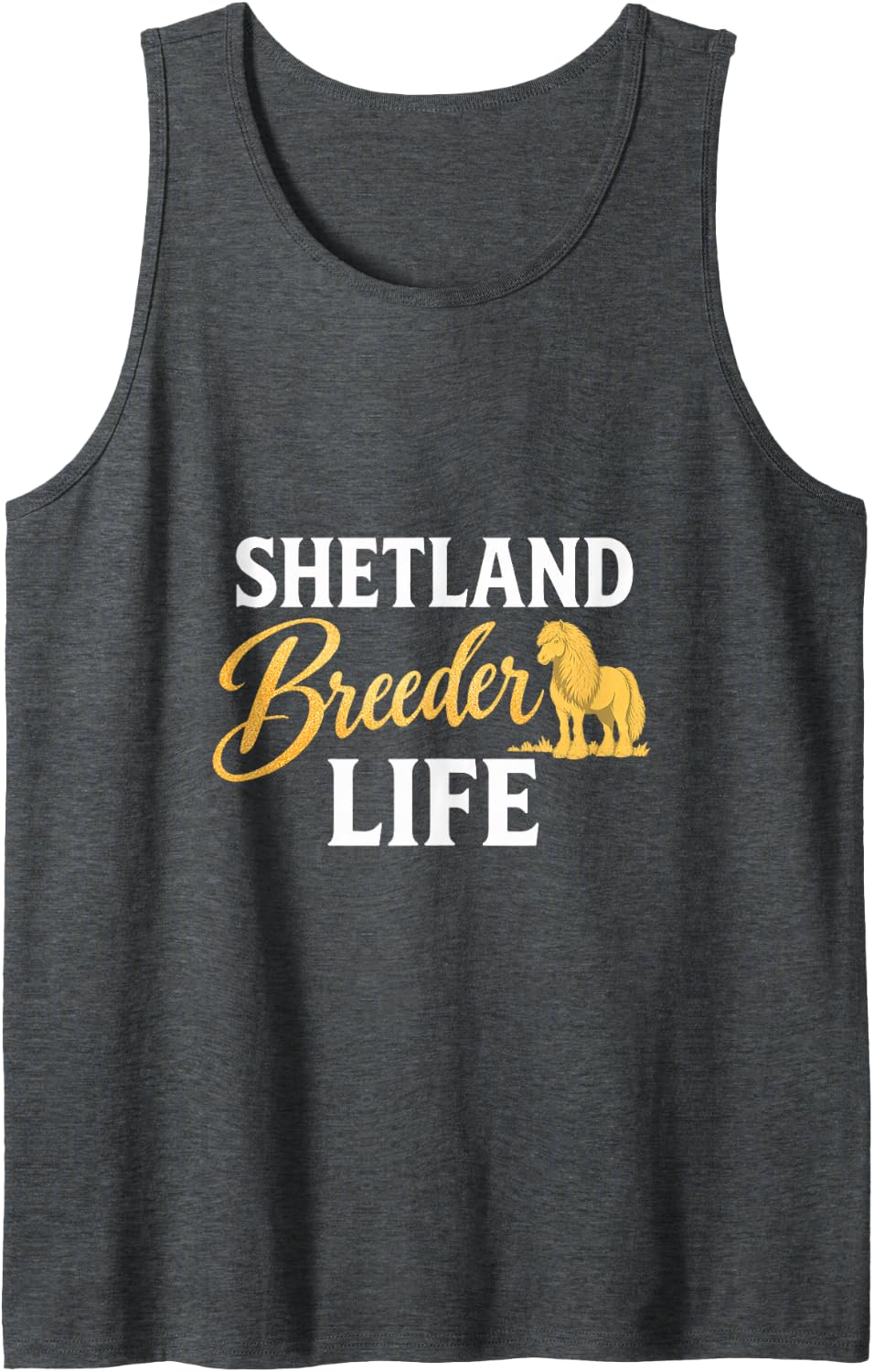 Shetland Breeder Life Horse Farm Apparel Equine Sleeveless Tank Top - Dark Heather Grey
