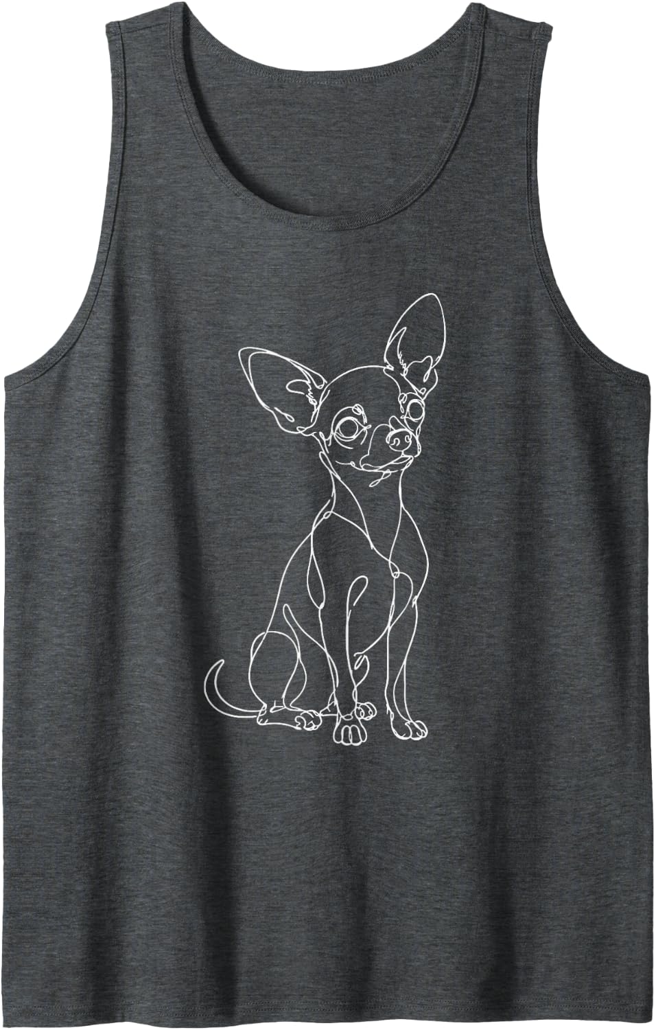 Minimal Line Art Minimalist Sketch Scribble Chihuahua Sleeveless Tank Top - Dark Heather Grey