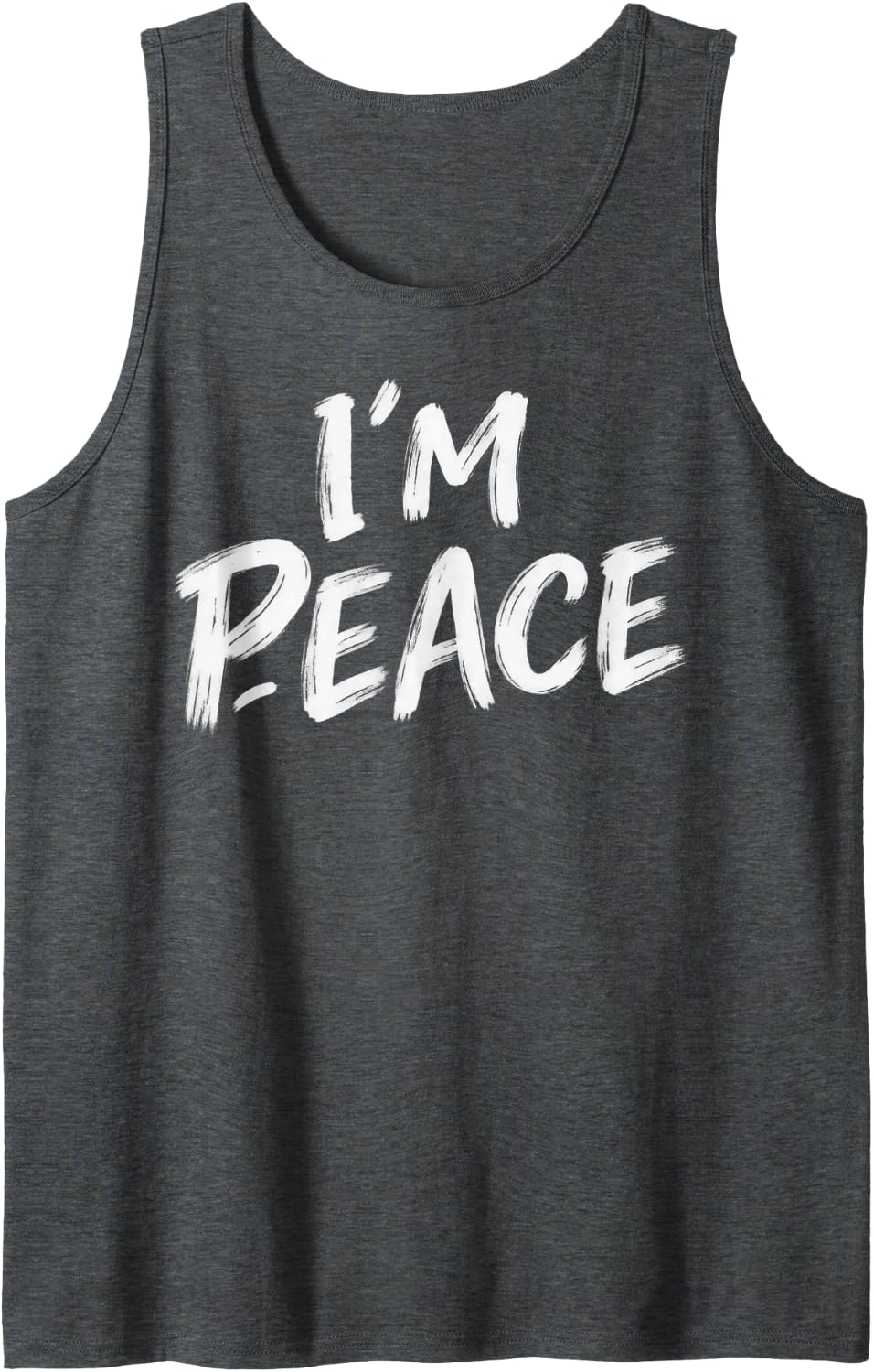 I'm Peace Matching Couple Design Sleeveless Tank Top - Dark Heather Grey