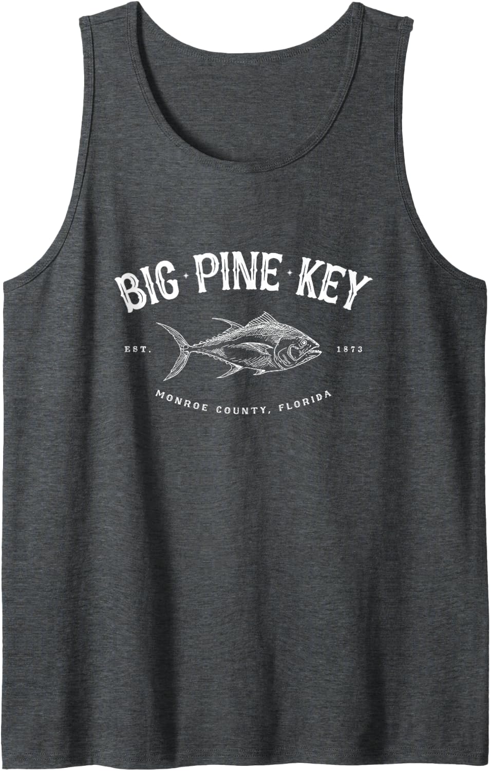 Pine Key Florida Large Fish Sleeveless Tank Top - Dark Heather Grey