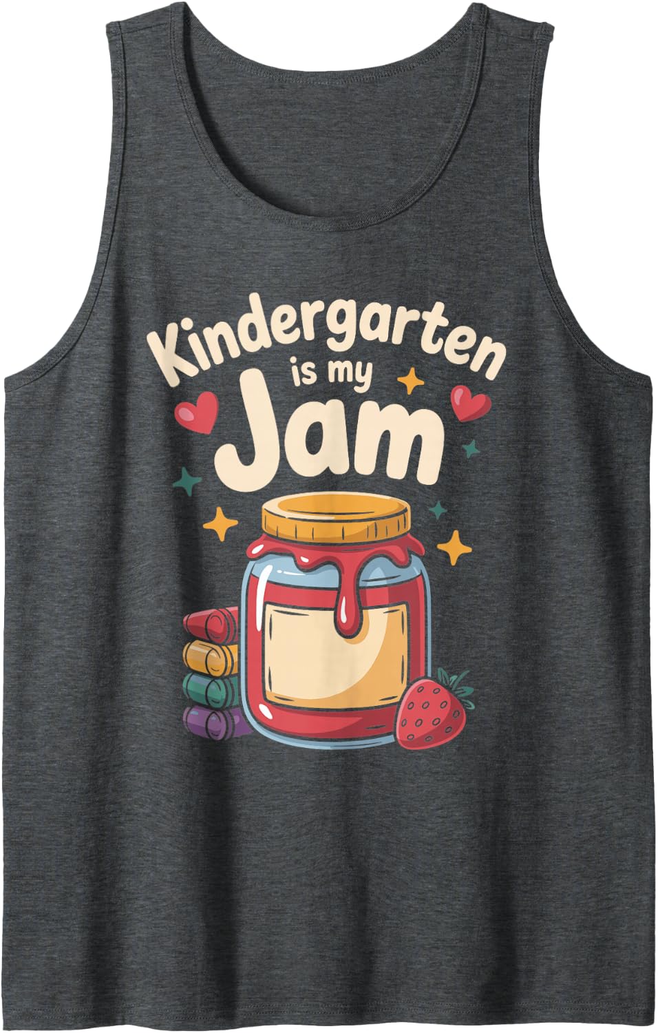 Kindergarten is My Jam Teacher Elementary Sleeveless Tank Top - Dark Heather Grey