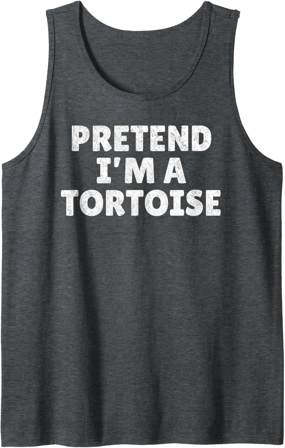 Easy Lazy Halloween Costume, Pretend I'm A Tortoise Sleeveless Tank Top - Dark Heather Grey