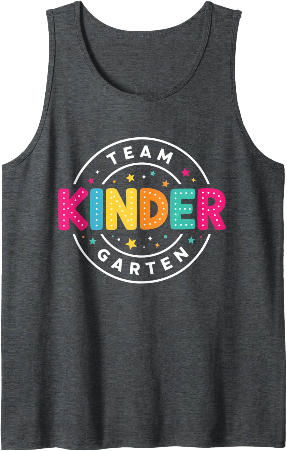 Cute Team Kindergarten Teacher Back to School Sleeveless Tank Top - Dark Heather Grey