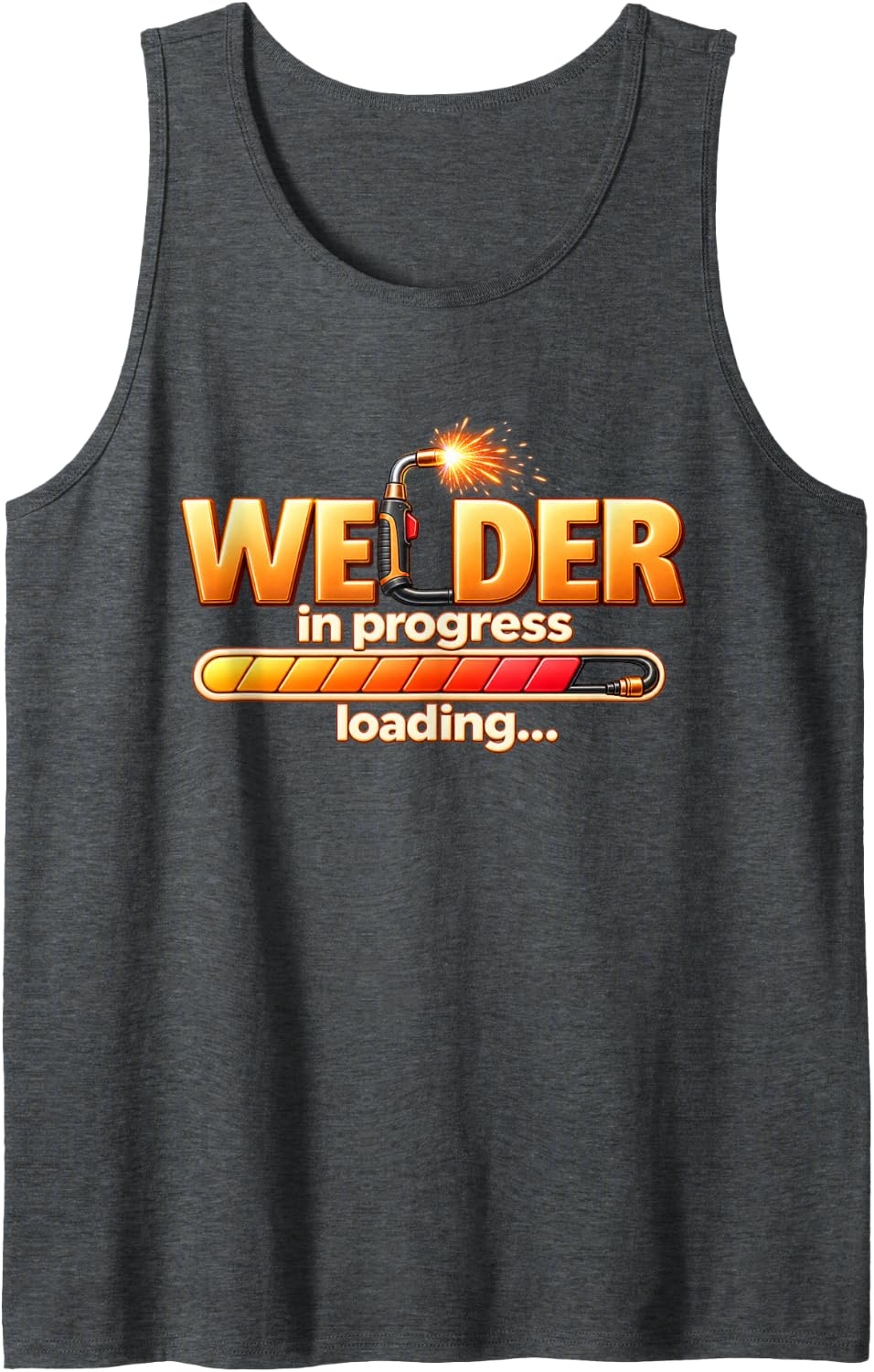 Welder in Progress Loading Welding Apprentice Student Sleeveless Tank Top - Dark Heather Grey