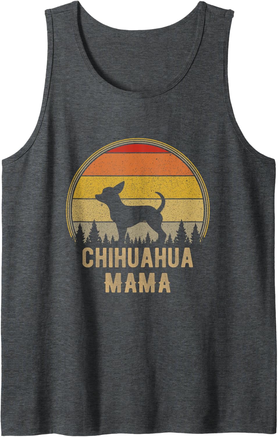 Chihuahua Mama Dog Sleeveless Tank Top - Dark Heather Grey