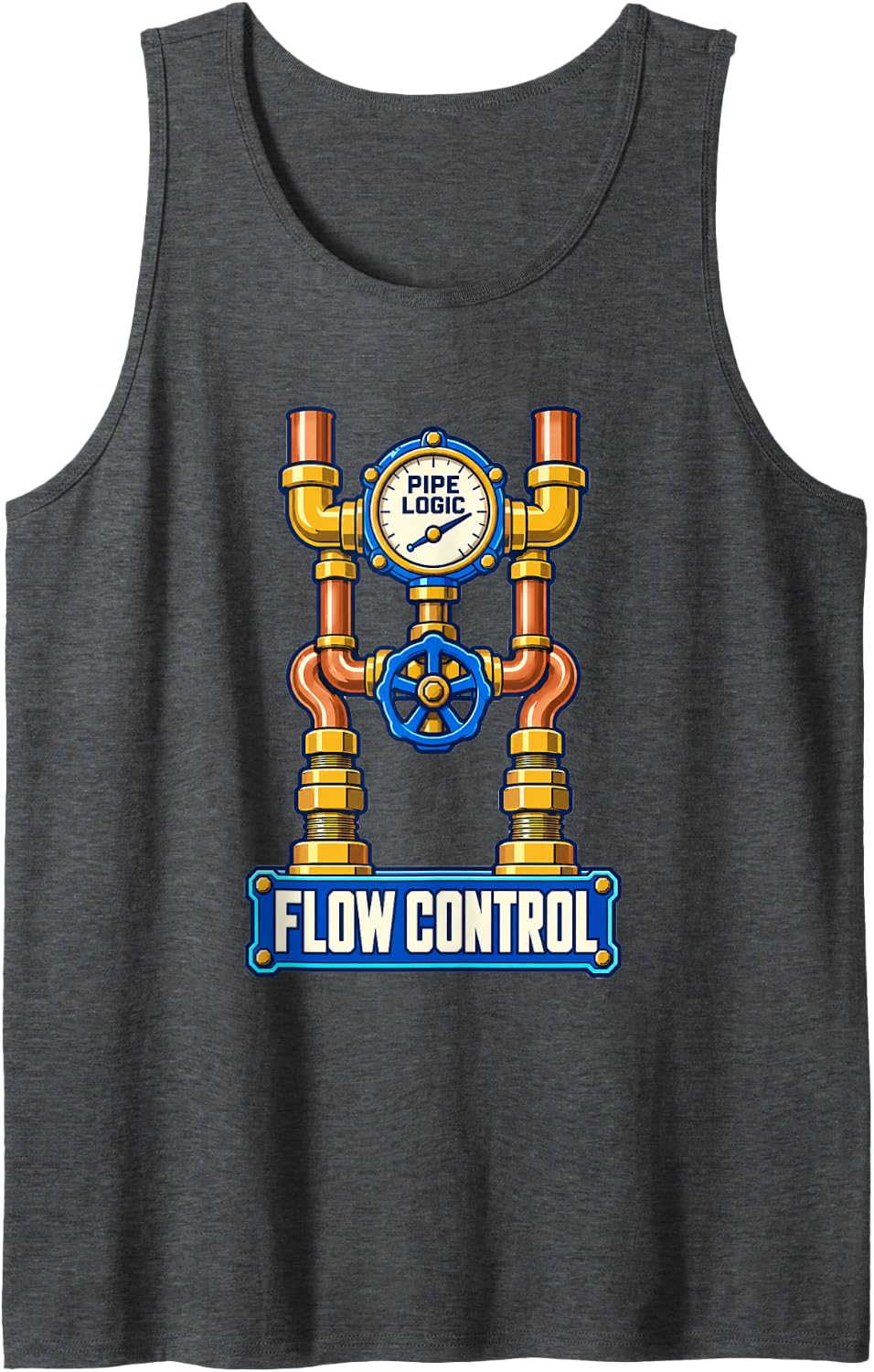 Plumbing Pipe Logic Flow Control Water Supply Systems Sleeveless Tank Top - Dark Heather Grey