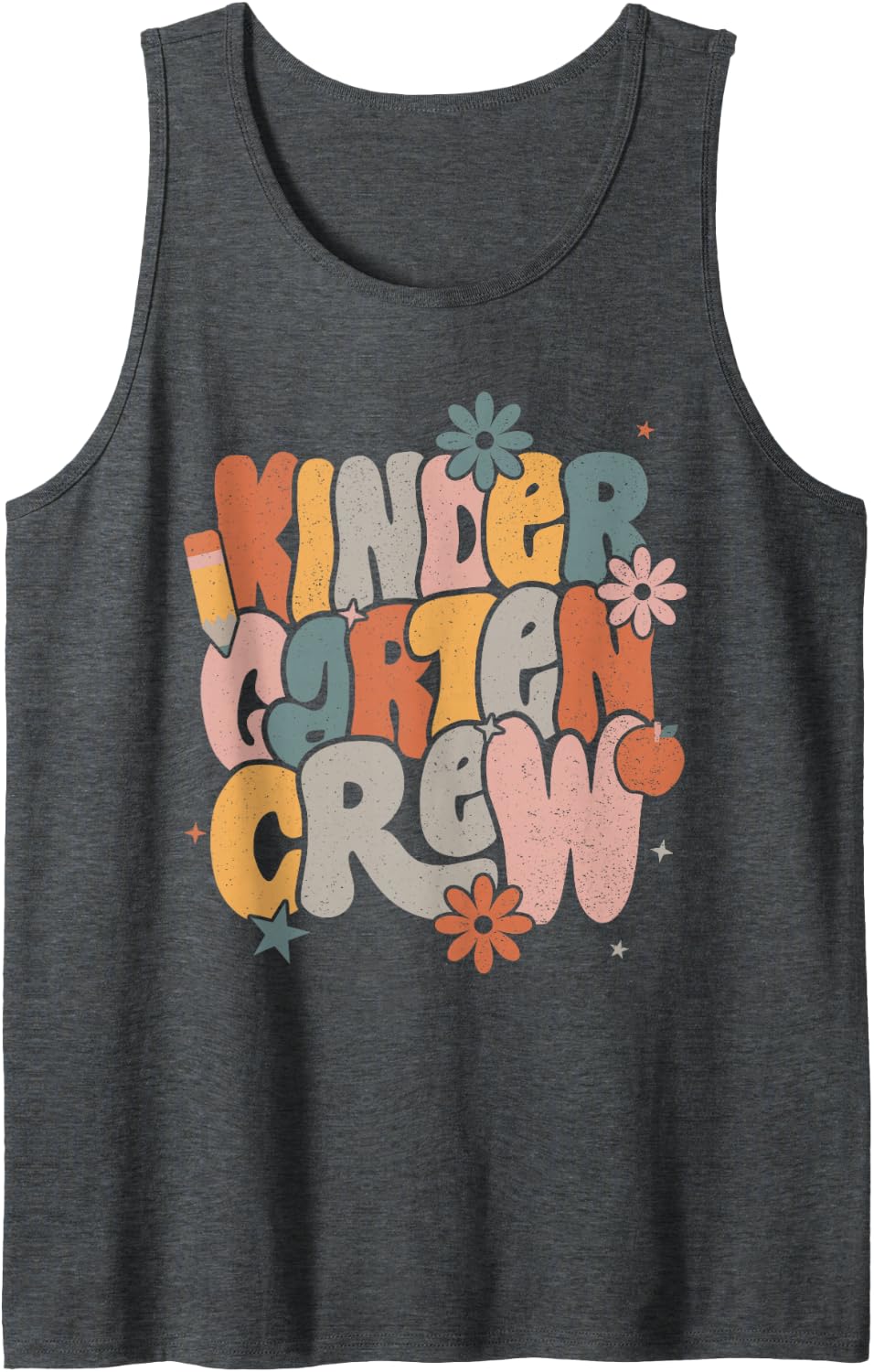 Back to School Kindergarten Crew Tshirt Kinder Teacher Sleeveless Tank Top - Dark Heather Grey