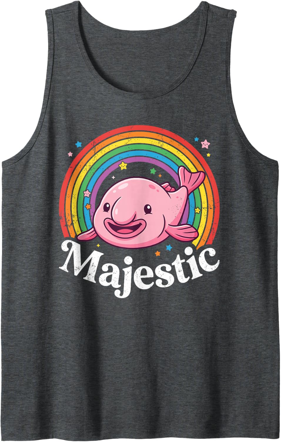 Blob Fish Art for Men Women Kids Blobfish Lover Sleeveless Tank Top - Dark Heather Grey