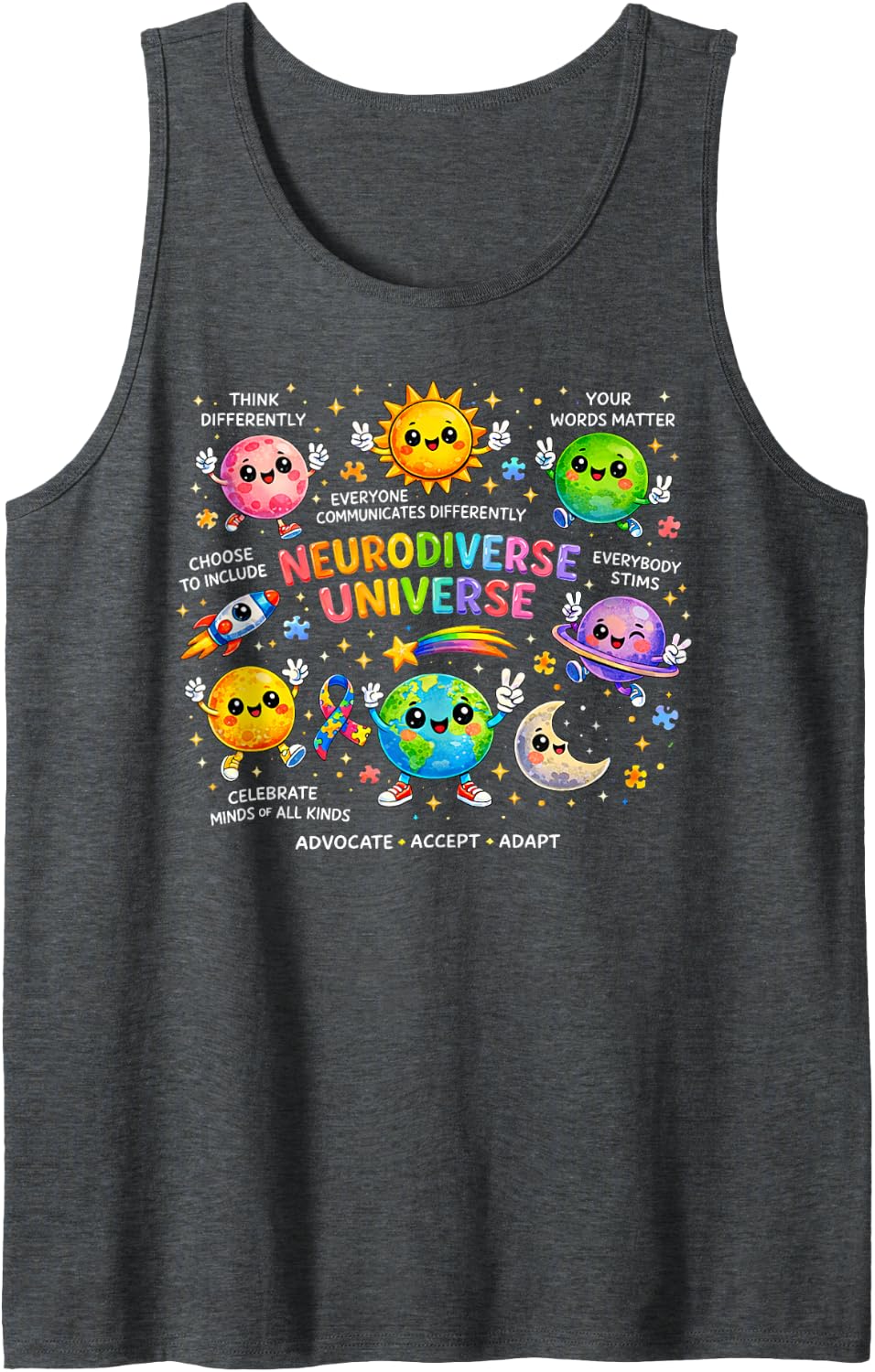 Neurodiverse Universe IEP Special Ed Paraprofessional para Tank Top - Dark Heather Grey