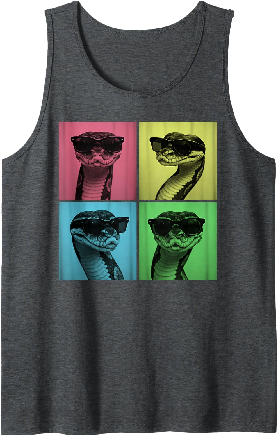 Ball Python Pop Art Funny Snake Lover Photo Booth Tank Top - Dark Heather Grey