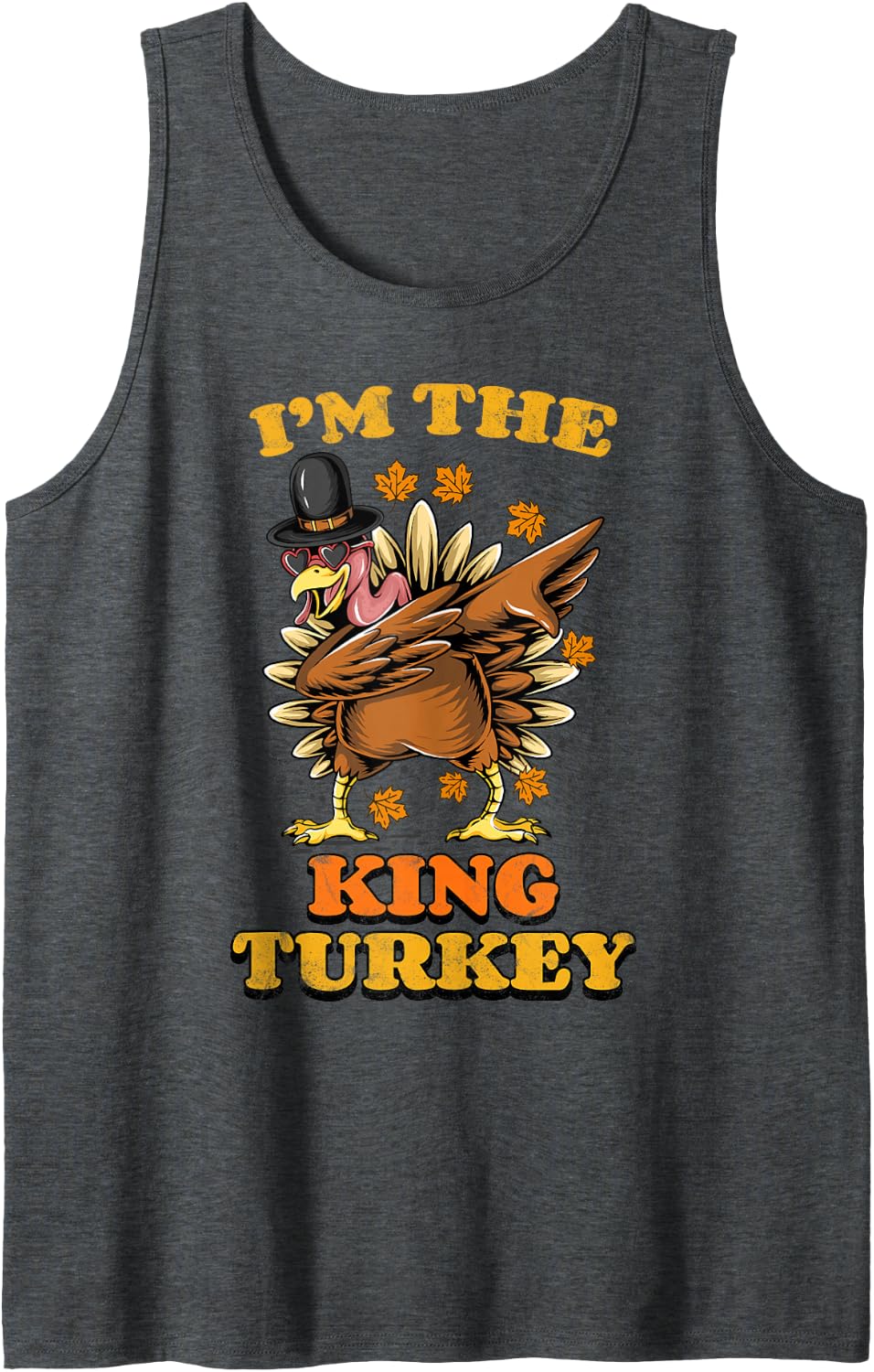 I'm King Turkey Matching Family Thanksgiving Party Pajama Sleeveless Tank Top - Dark Heather Grey