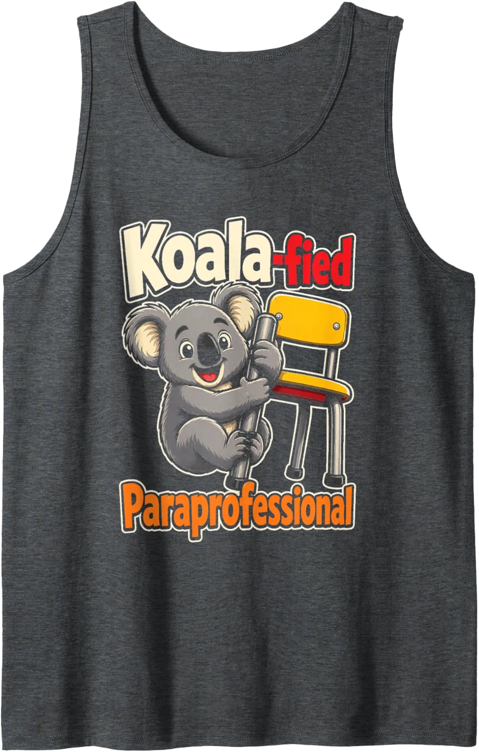 Paraprofessional Koala-fied Teacher Aide Elementary Gift Sleeveless Tank Top - Dark Heather Grey