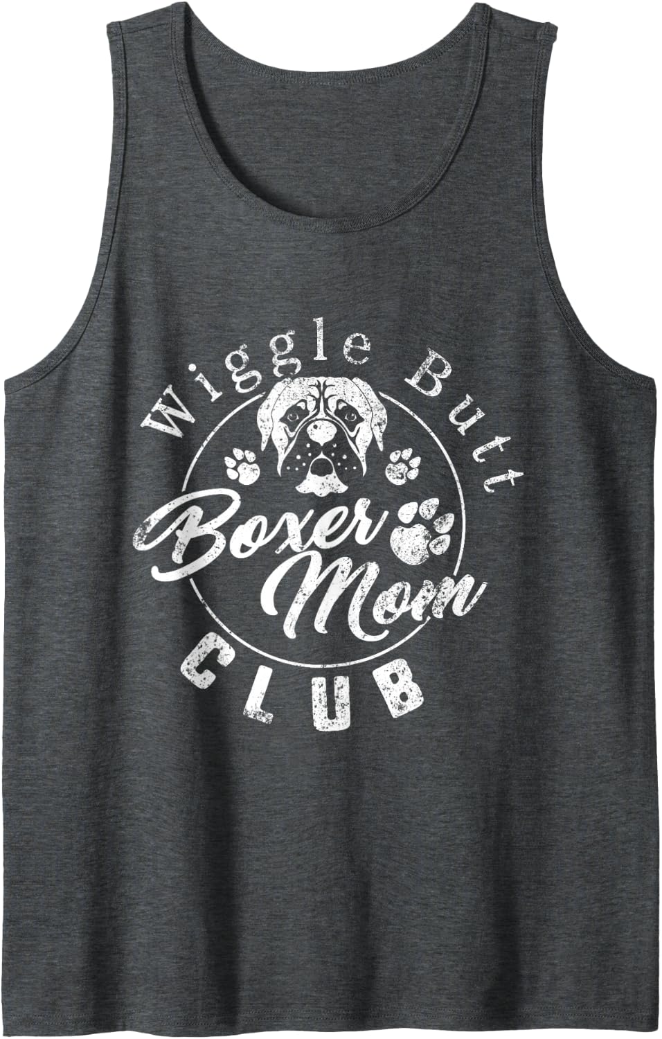 Wiggle Butt Boxer Mom Club Boxer Dog Mom Dog Dad Women Girls Tank Top - Dark Heather Grey
