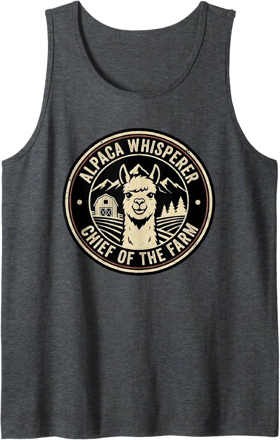 Alpaca Whisperer Chief of The Farm Alpaca Lover Sleeveless Tank Top - Dark Heather Grey