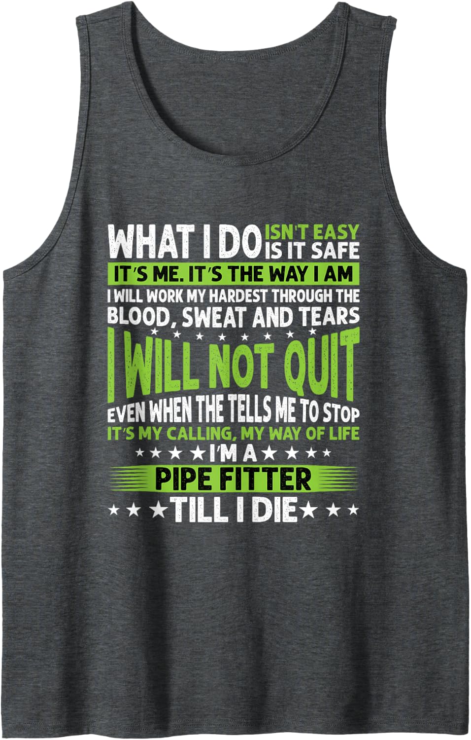 Pipe Fitter Quote Pipe Smoker Smoking Pipes Sleeveless Tank Top - Dark Heather Grey