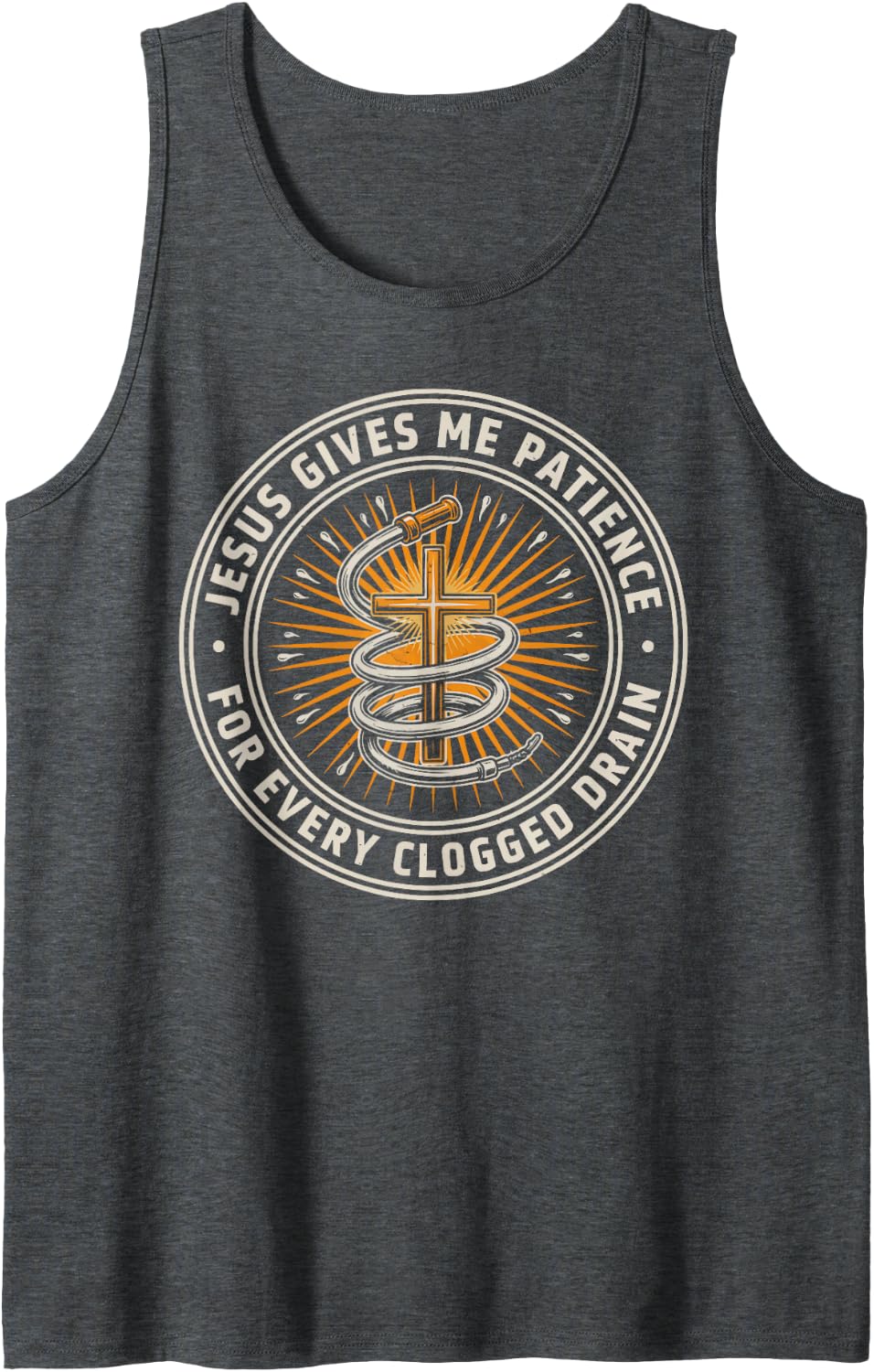 Christian Plumber Jesus Christ Pipefitter Plumbing Sleeveless Tank Top - Dark Heather Grey