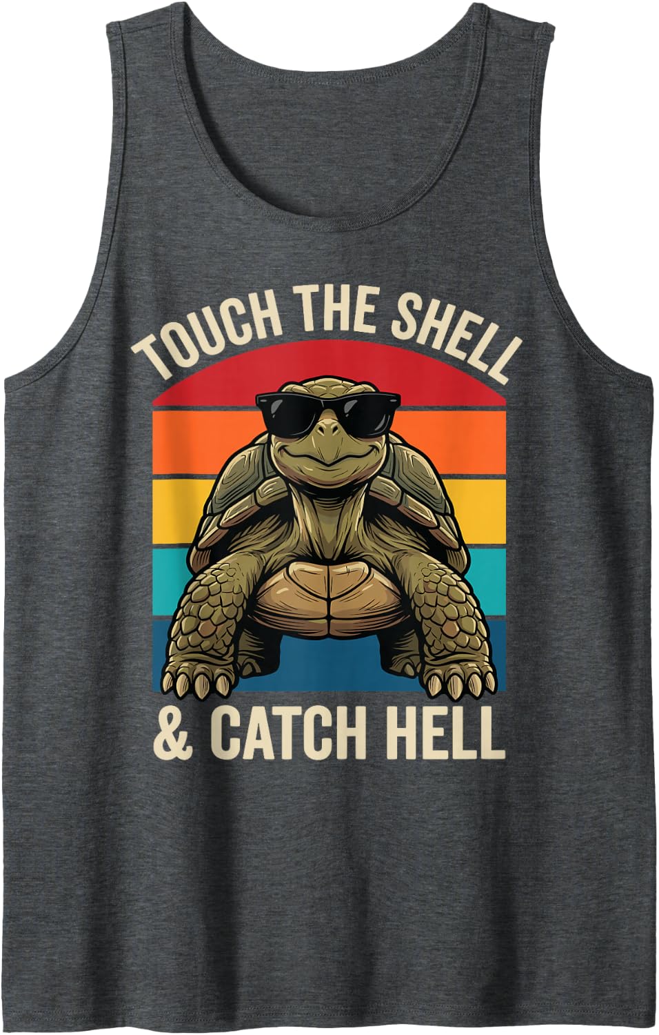 Funny Tortoise Pun, Funny Turtle Sleeveless Tank Top - Dark Heather Grey