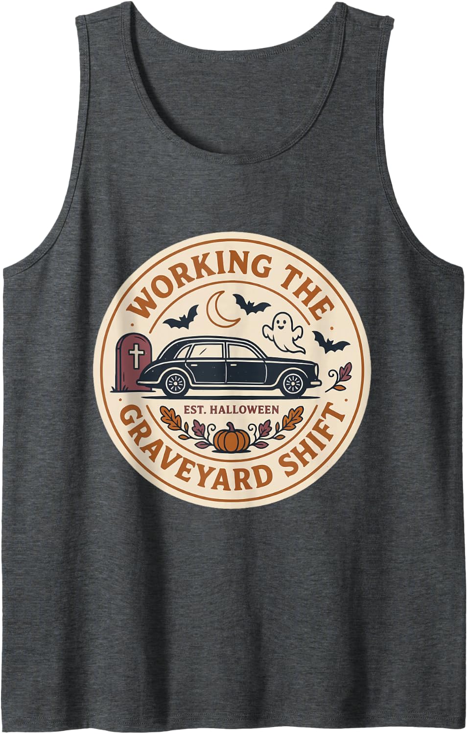 Halloween Funeral Director Sleeveless Tank Top - Dark Heather Grey