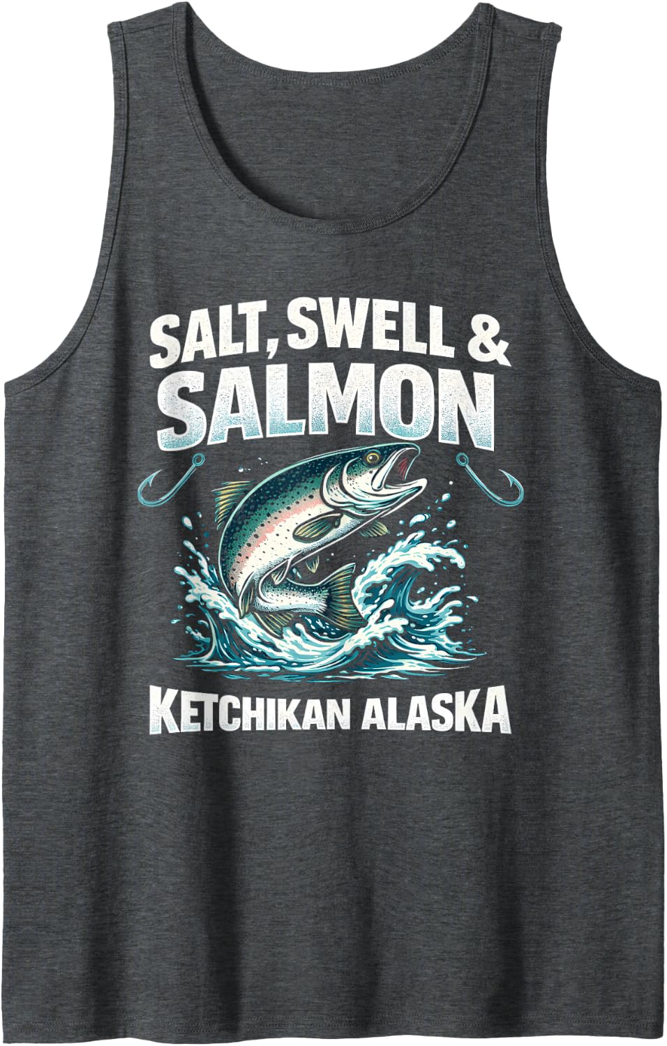 Ketchikan Alaska Salmon Fishing Under Pressure Wildest Sleeveless Tank Top - Dark Heather Grey