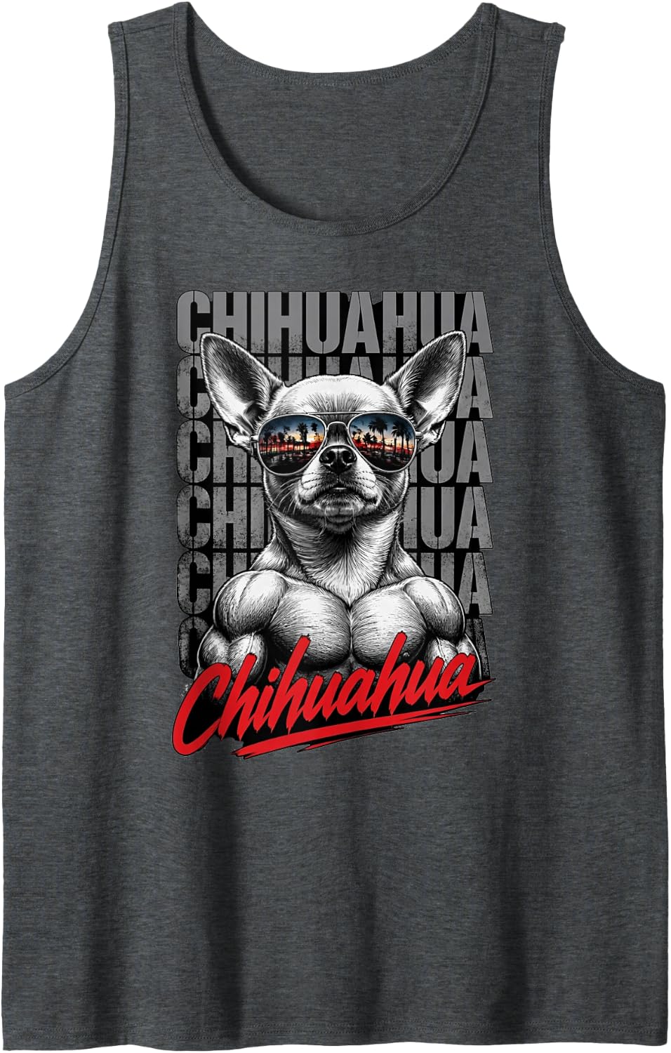 Chihuahua Dog Lover Funny Dog Breed Vintage Design Sleeveless Tank Top - Dark Heather Grey