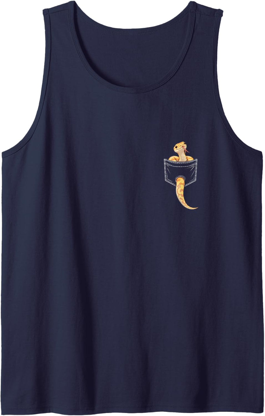 Snake Lover Food Enclose Pocket Banana Ball Python Sleeveless Tank Top - Navy Blue