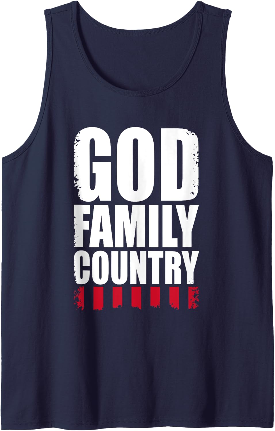 God Family Country - Patriotic Christian US Flag Tank Top - Navy Blue