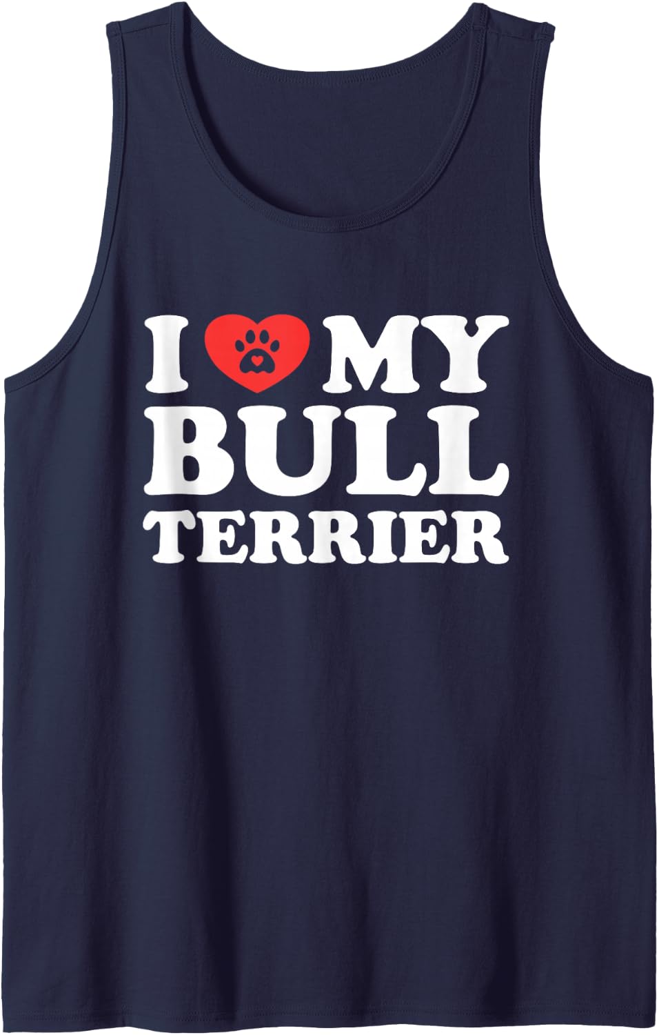 I Love My Bull Terrier Dog Paw with Heart Sleeveless Tank Top - Navy Blue