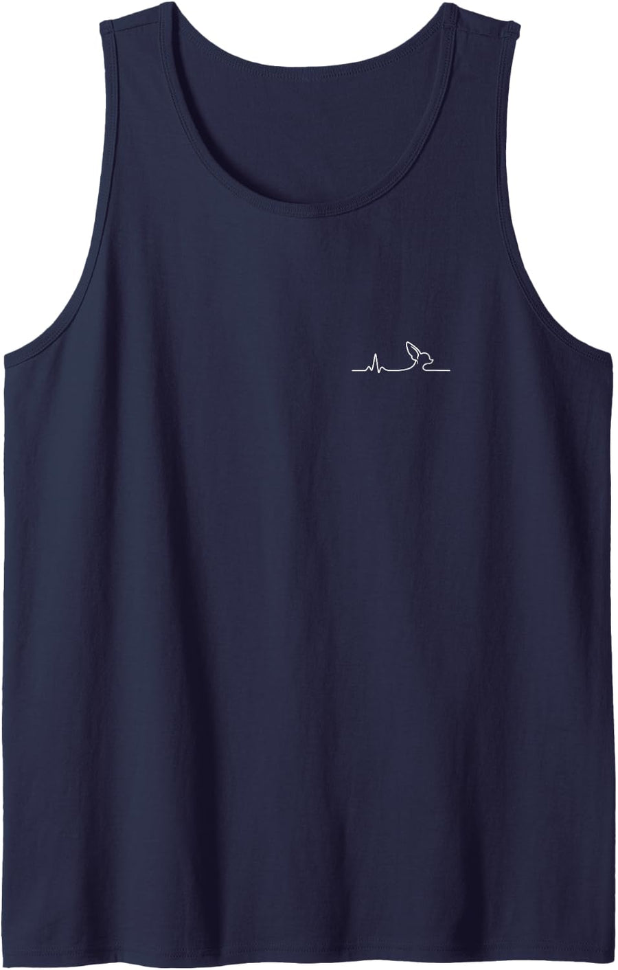 Chihuahua Heartbeat Minimalist Dog Lover Design Sleeveless Tank Top - Navy Blue
