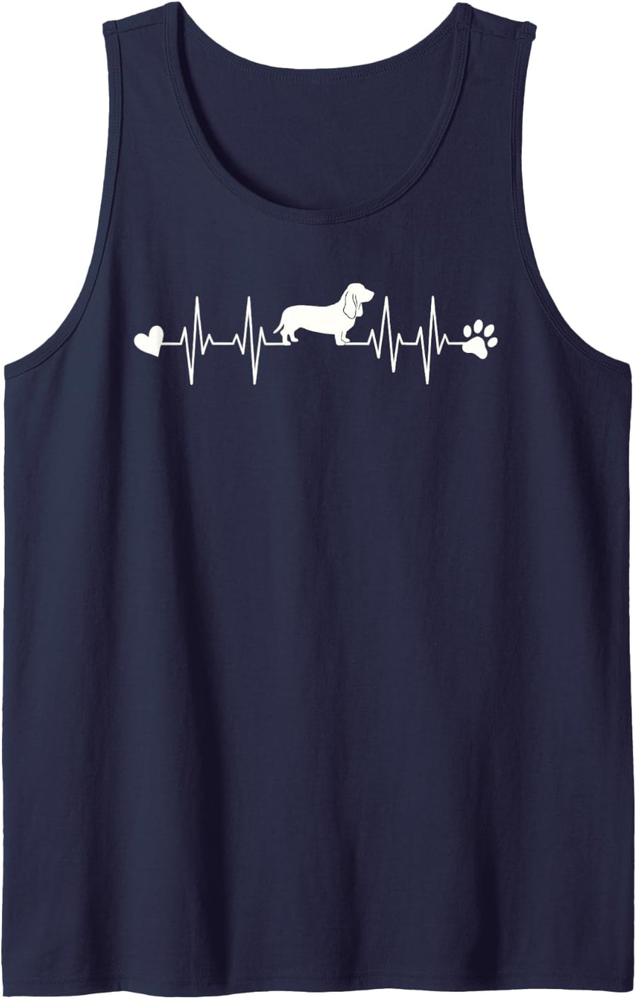 Basset Hound Dog Lover Heartbeat EKG Pet Dog Mom Dad Sleeveless Tank Top - Navy Blue