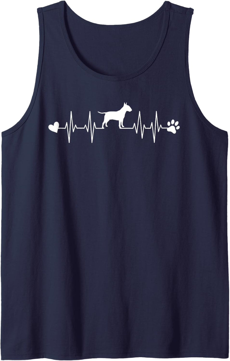 Bull Terrier Dog Lover Heartbeat EKG Pet Dog Mom Dad Sleeveless Tank Top - Navy Blue