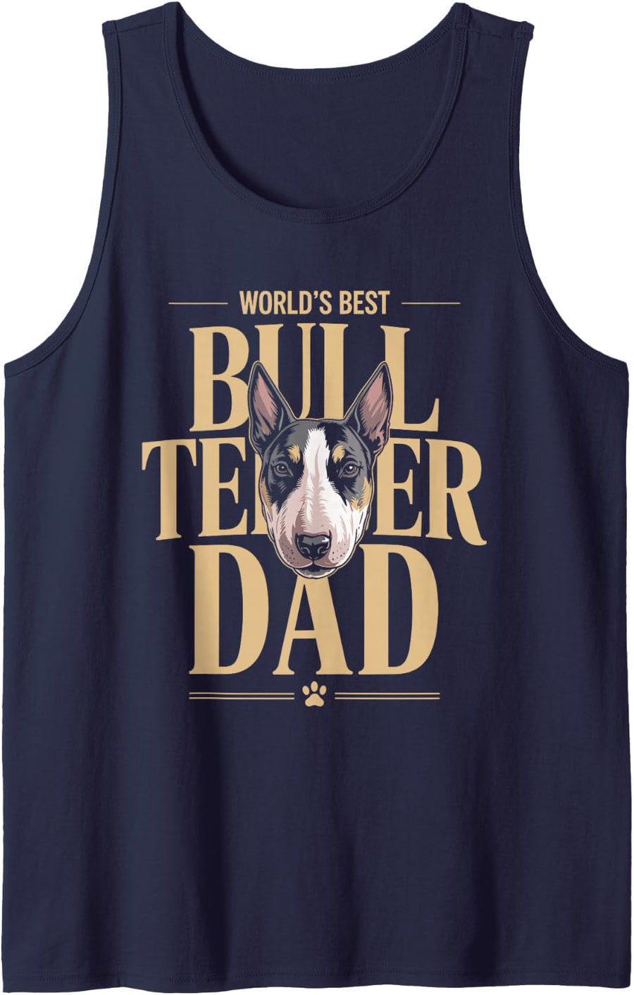 World's Best Bull Terrier Dad Owner Lover Sleeveless Tank Top - Navy Blue
