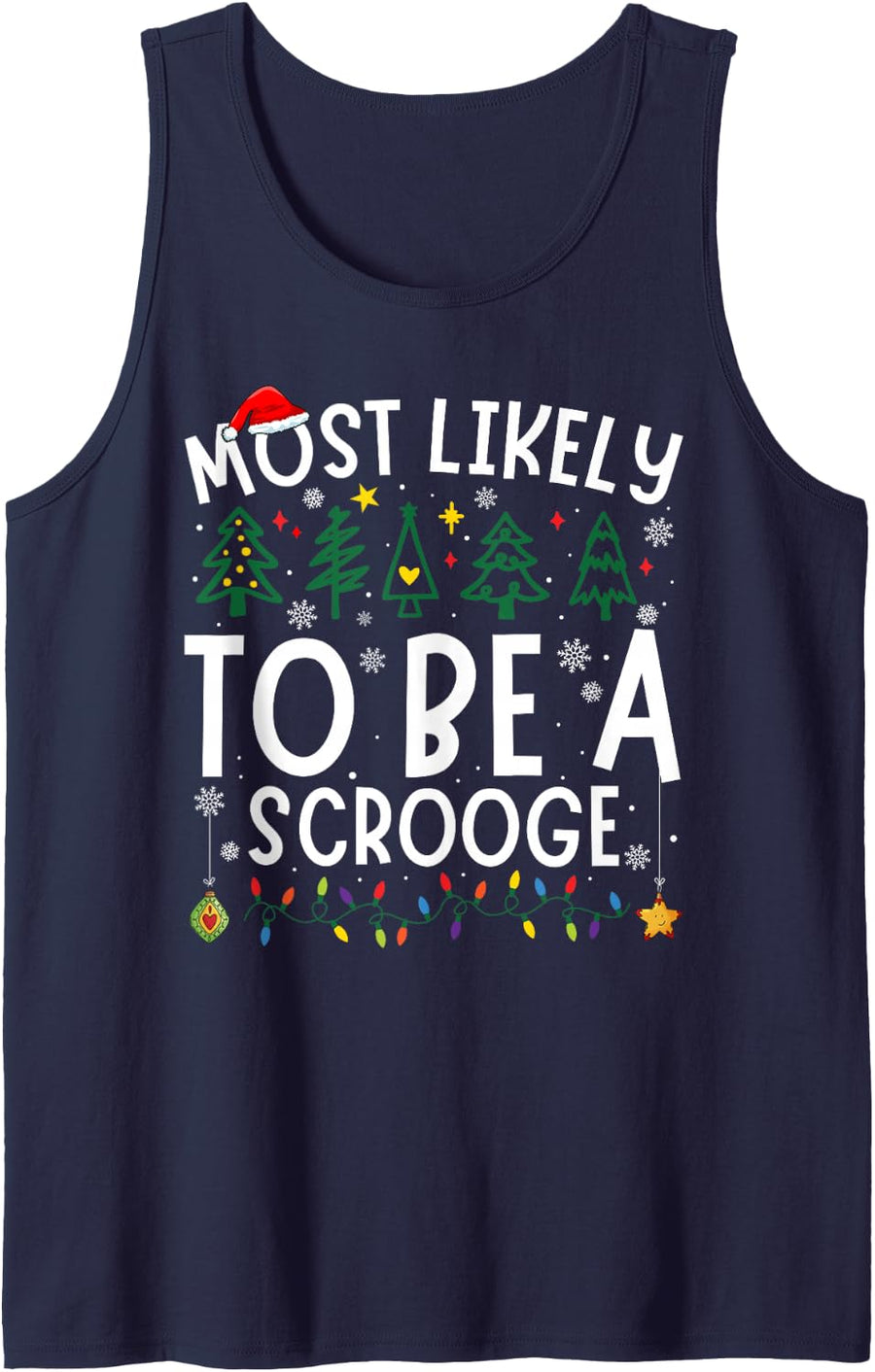 Most Likely to Be A Scrooge Matching Christmas Sleeveless Tank Top - Navy Blue