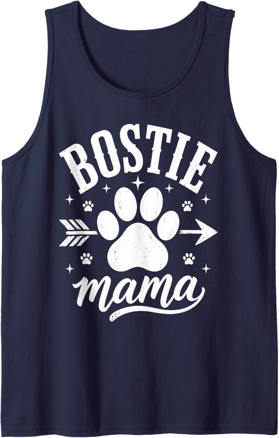 Bostie Mom Art for Women Girls Mom Boston Terrier Puppy Mama Sleeveless Tank Top - Navy Blue