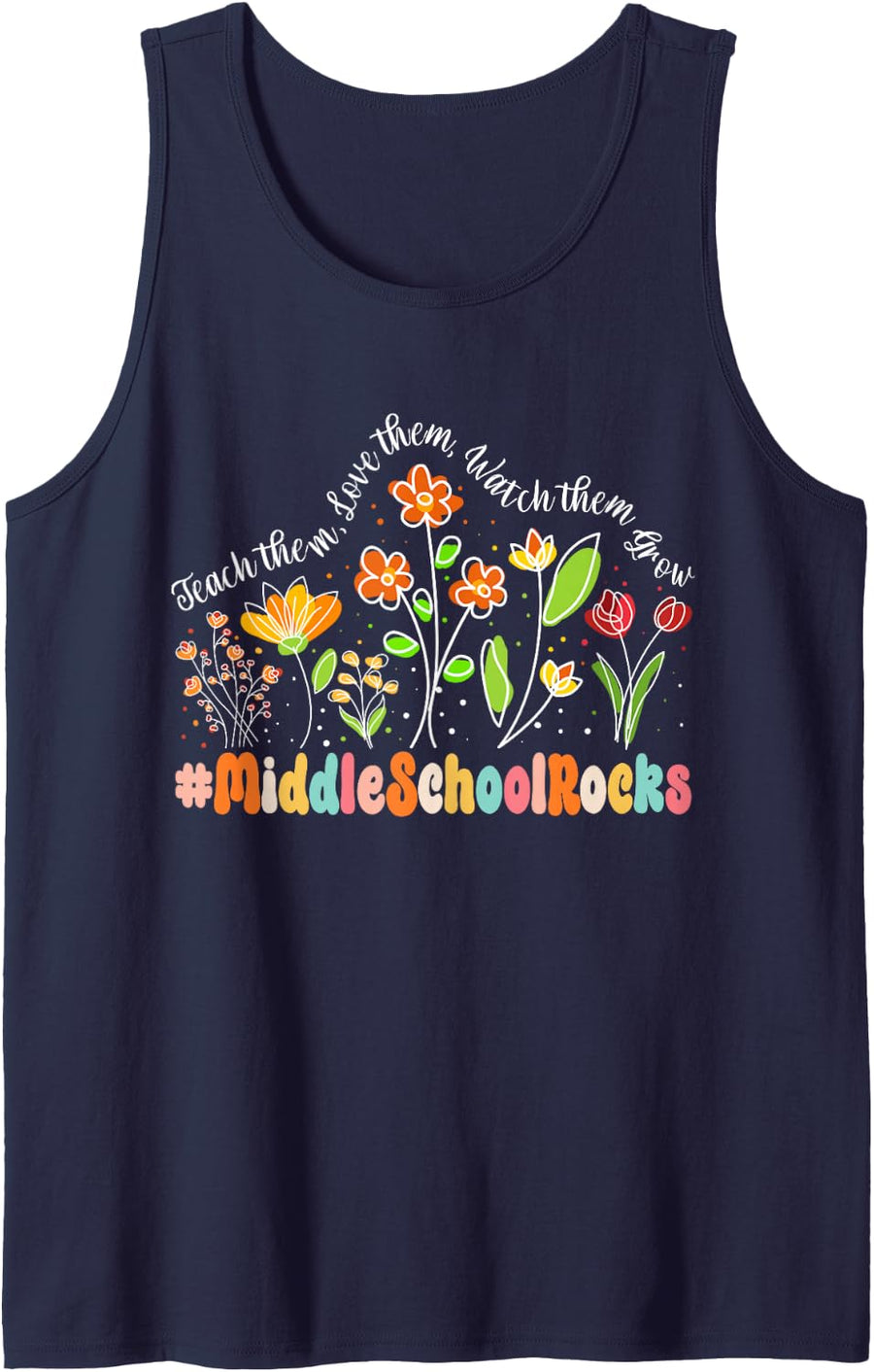 Middle School Rocks Appreciation Week Teacher Back to School Sleeveless Tank Top - Navy Blue