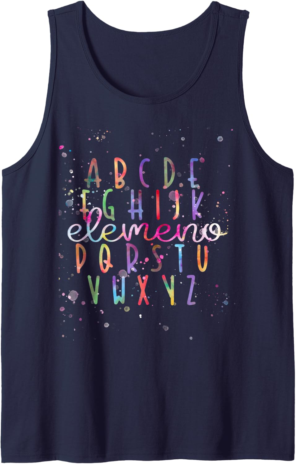 ABC Elemeno Kindergarten Teacher Back to Tie Dye Sleeveless Tank Top - Navy Blue