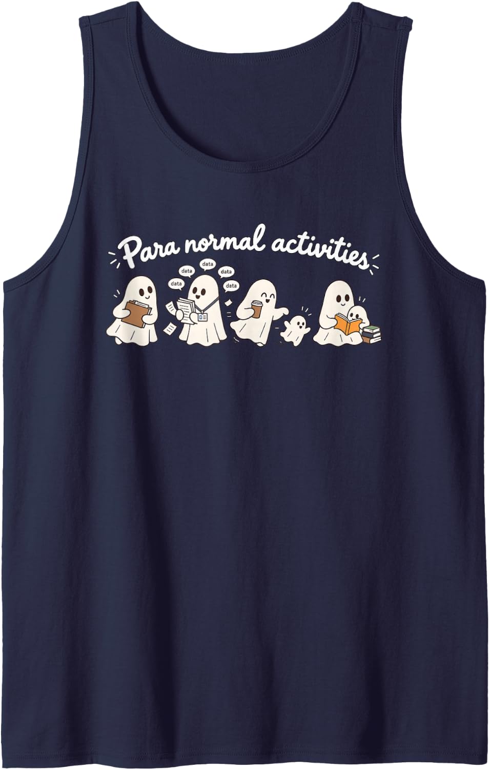 para Normal Activities Paraprofessional Ghosts Data Teacher Sleeveless Tank Top - Navy Blue