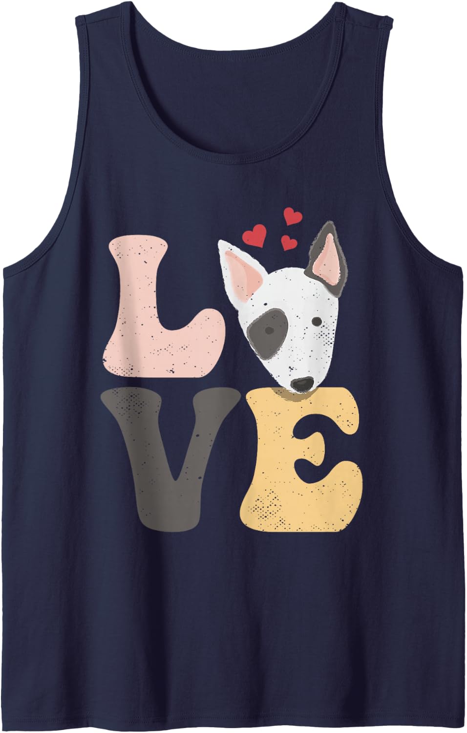 Bull Terrier Dog Love Sleeveless Tank Top - Navy Blue