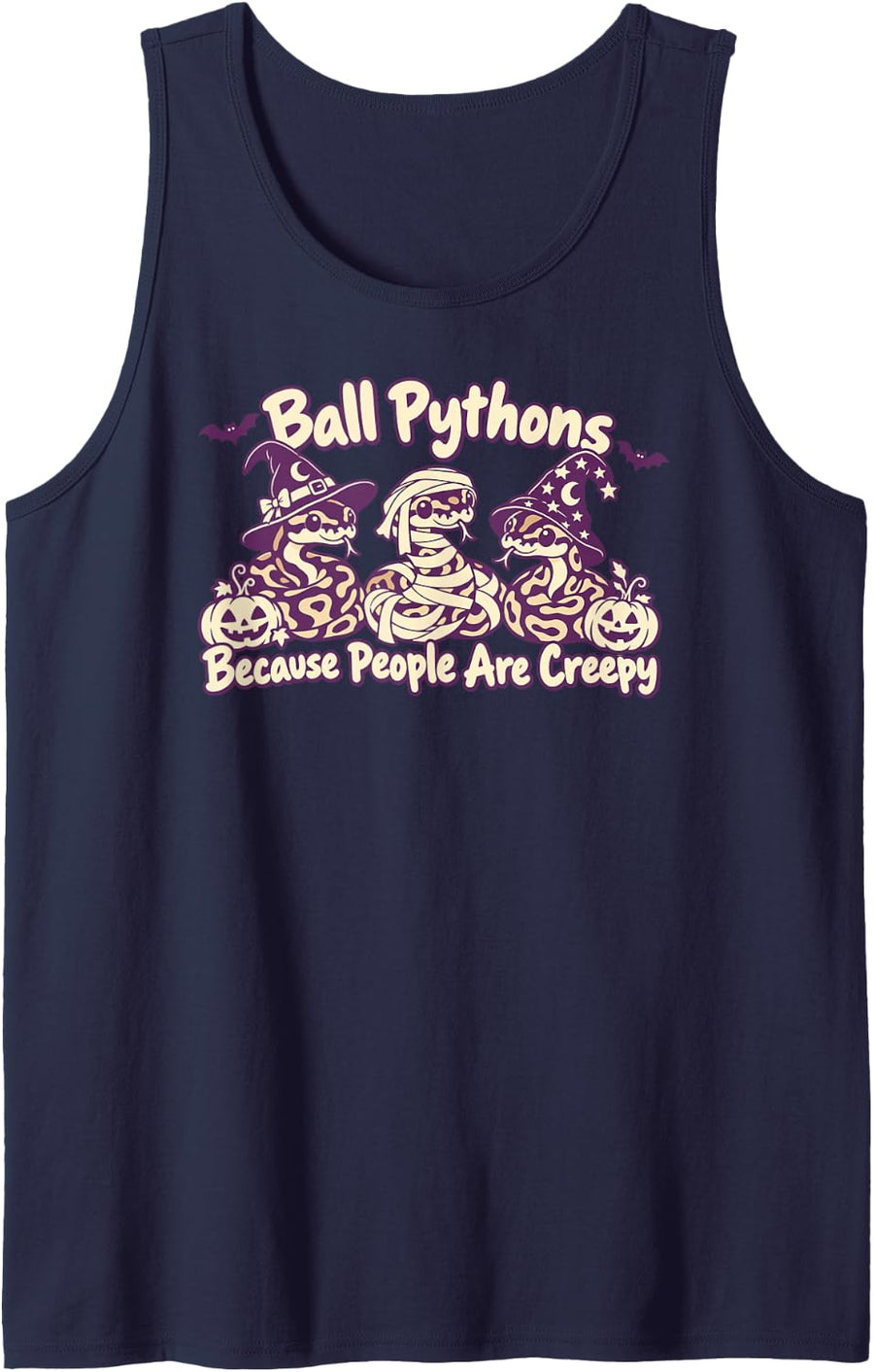 Ball Pythons Because People are Creepy Halloween Snake Sleeveless Tank Top - Navy Blue