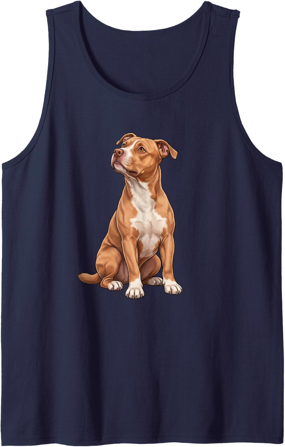Moms Red Pittie American Staffordshire Pit Bull Terrier Dog Sleeveless Tank Top - Navy Blue