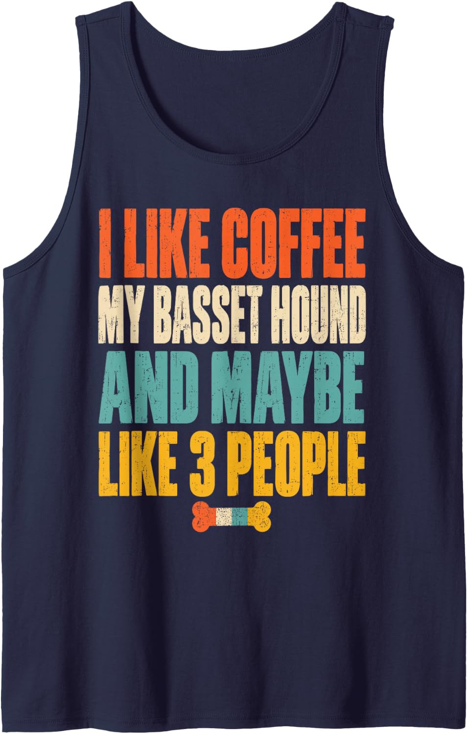 I Like Coffee My Basset Hound Dog Owner Sleeveless Tank Top - Navy Blue