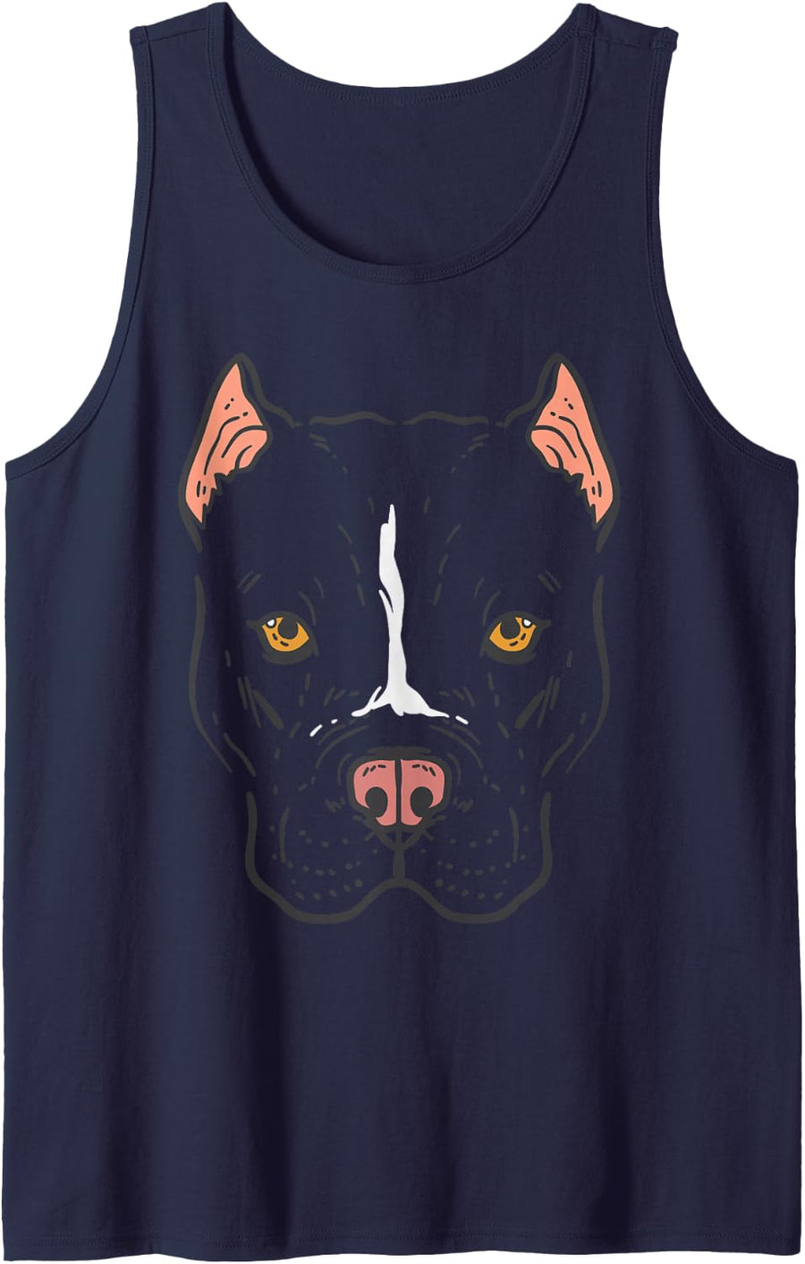 Pit Bull Terrier Face Funny DIY Costume Easy Halloween 2019 Sleeveless Tank Top - Navy Blue