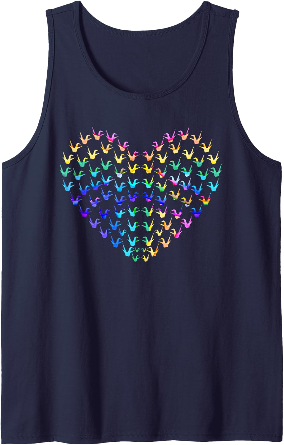 Crane Heart Origami Master Valentines Day Gift Origami Tank Top - Navy Blue